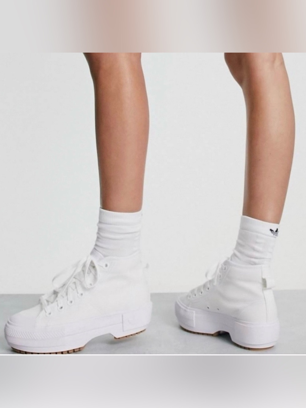 adidas Women’s White Nizza Trek High-Top Platform Trainers SZ. 11